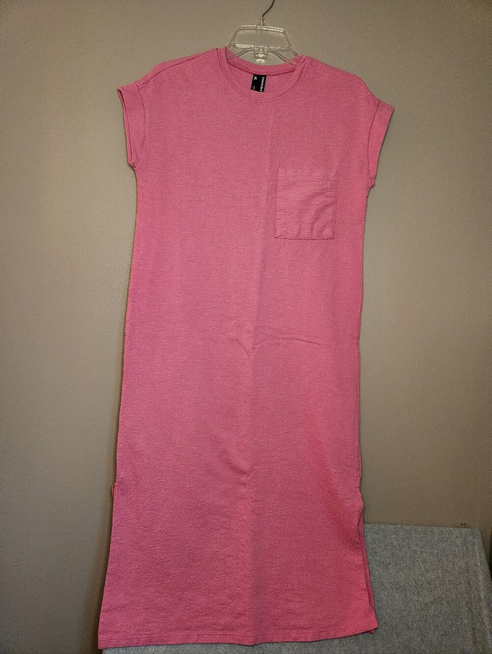 Hering Women's Textured Pink Shirt Dress Size Small 100% Cotton